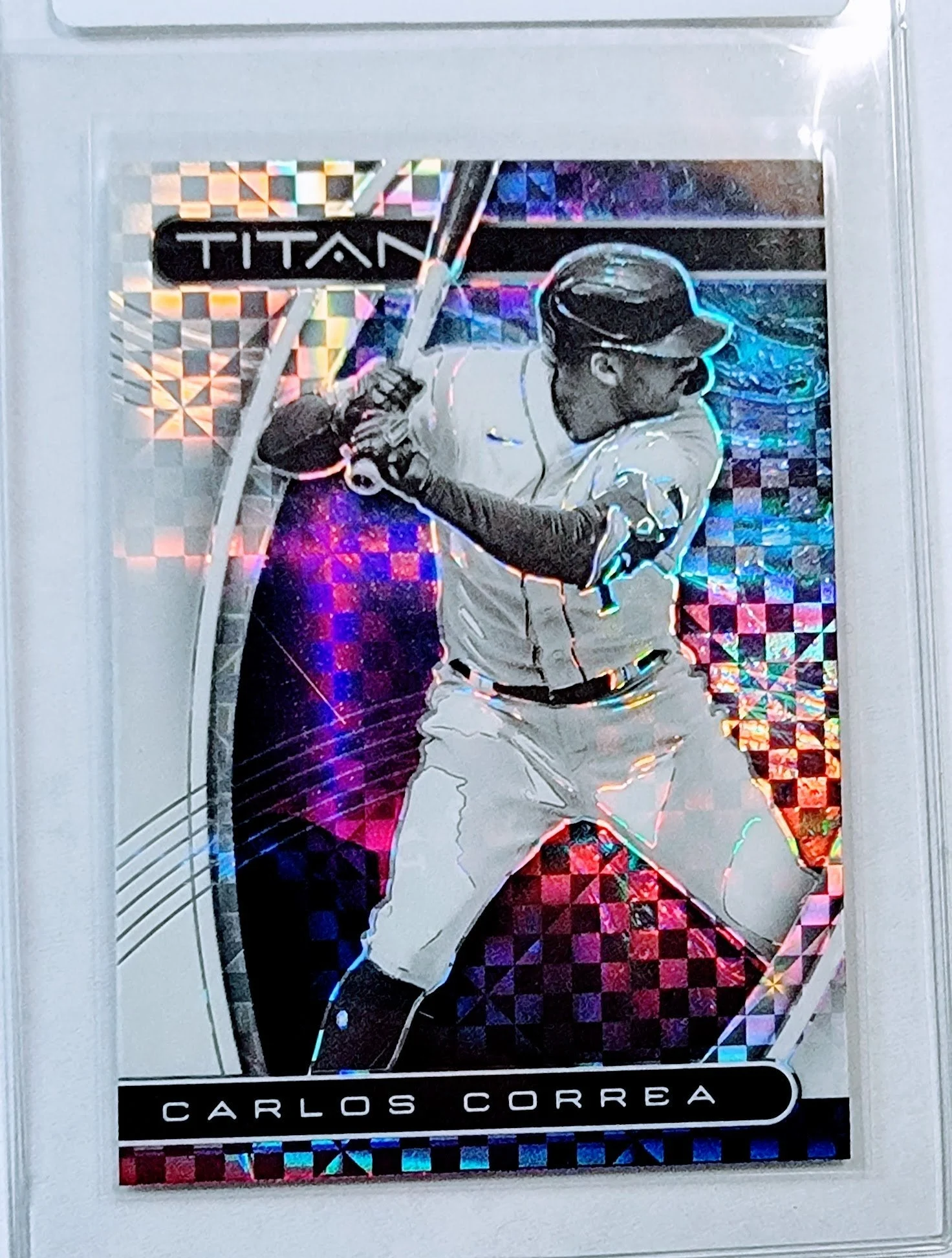 2021 Panini Chronicles Carlos Correa Titans Building Blocks Refractor Minnesota Twins Baseball Card AVM1