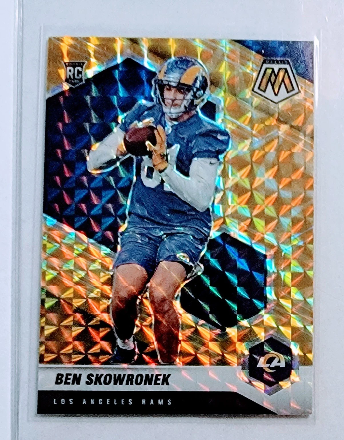 2021 Panini Mosaic Ben Skowronek Orange Reactive Los Angeles Rams Rookie Refractor Football Card AVM1
