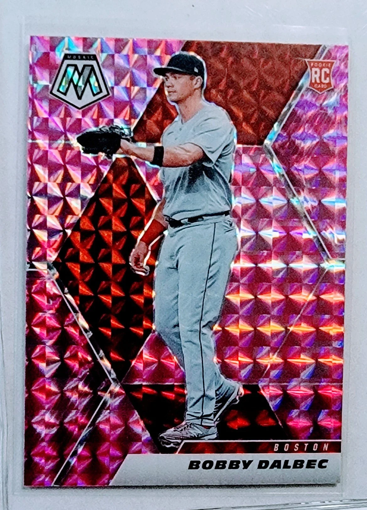 2021 Panini Mosaic Bobby Dalbec Pink Prizm Refractor Boston Red Sox Baseball Card AVM1