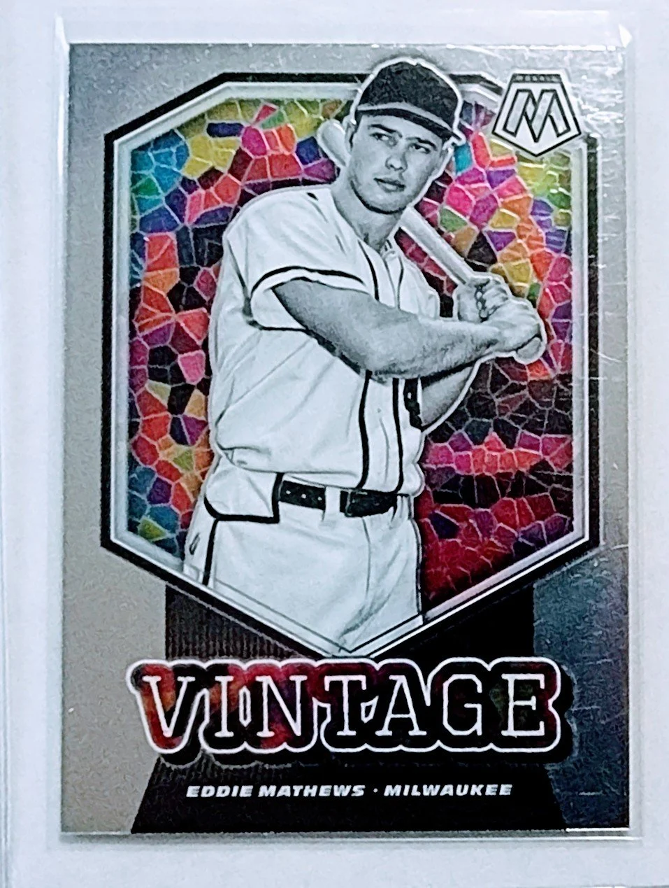 2021 Panini Mosaic Eddie Matthews Vintage Milwaukee Brewers Baseball Card AVM1