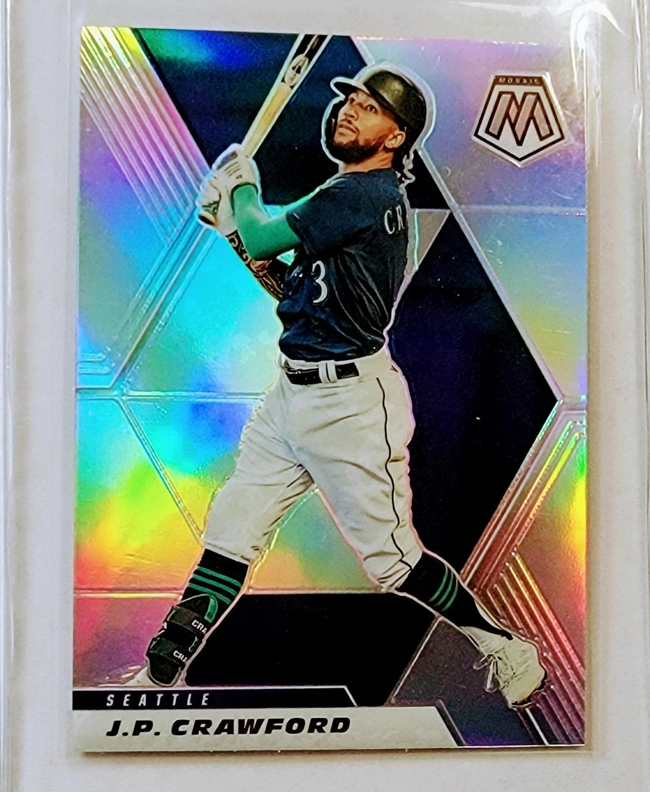 2021 Panini Mosaic J.P. Crawford Seattle Mariners Refractor Baseball Card AVM1