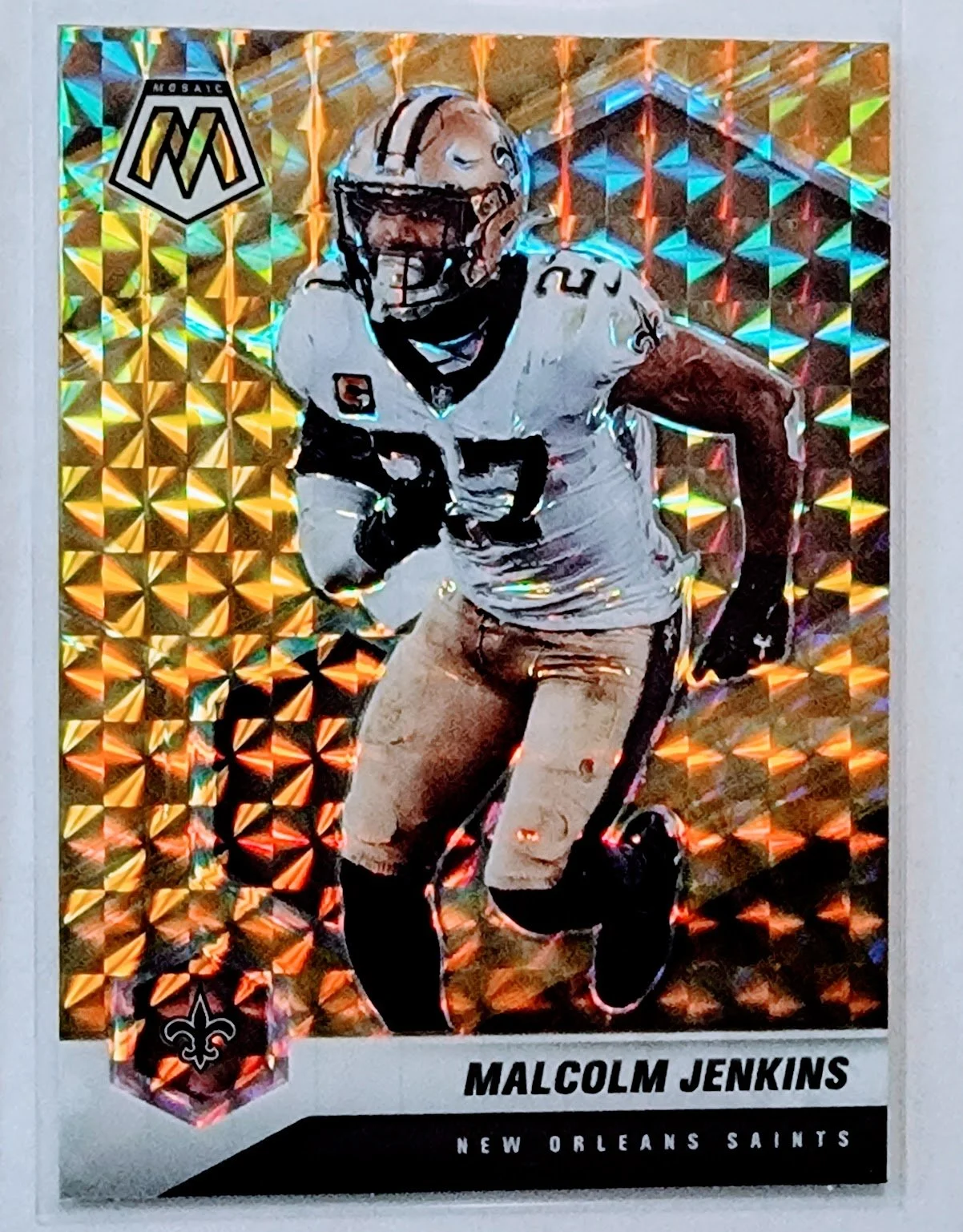 2021 Panini Mosaic Malcolm Jenkins Orange Prizm Refractor New Orleans Saints Football Card AVM1