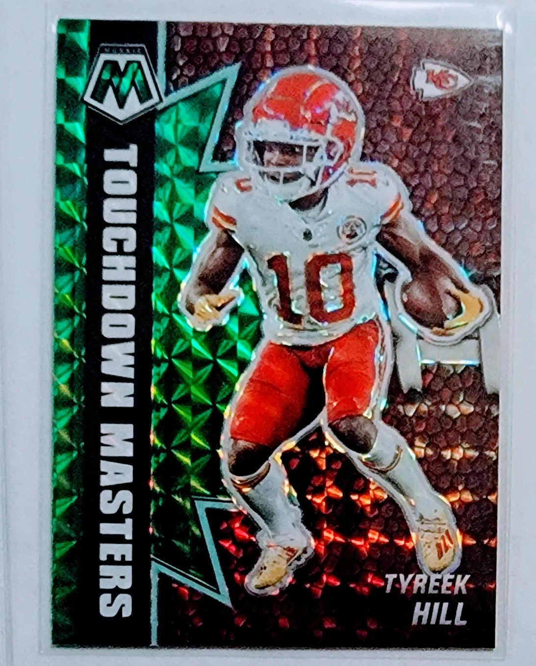 2021 Panini Mosaic Tyreek Hill Touchdown Masters Green Refractor Kansas City Chiefs Football Card AVM1
