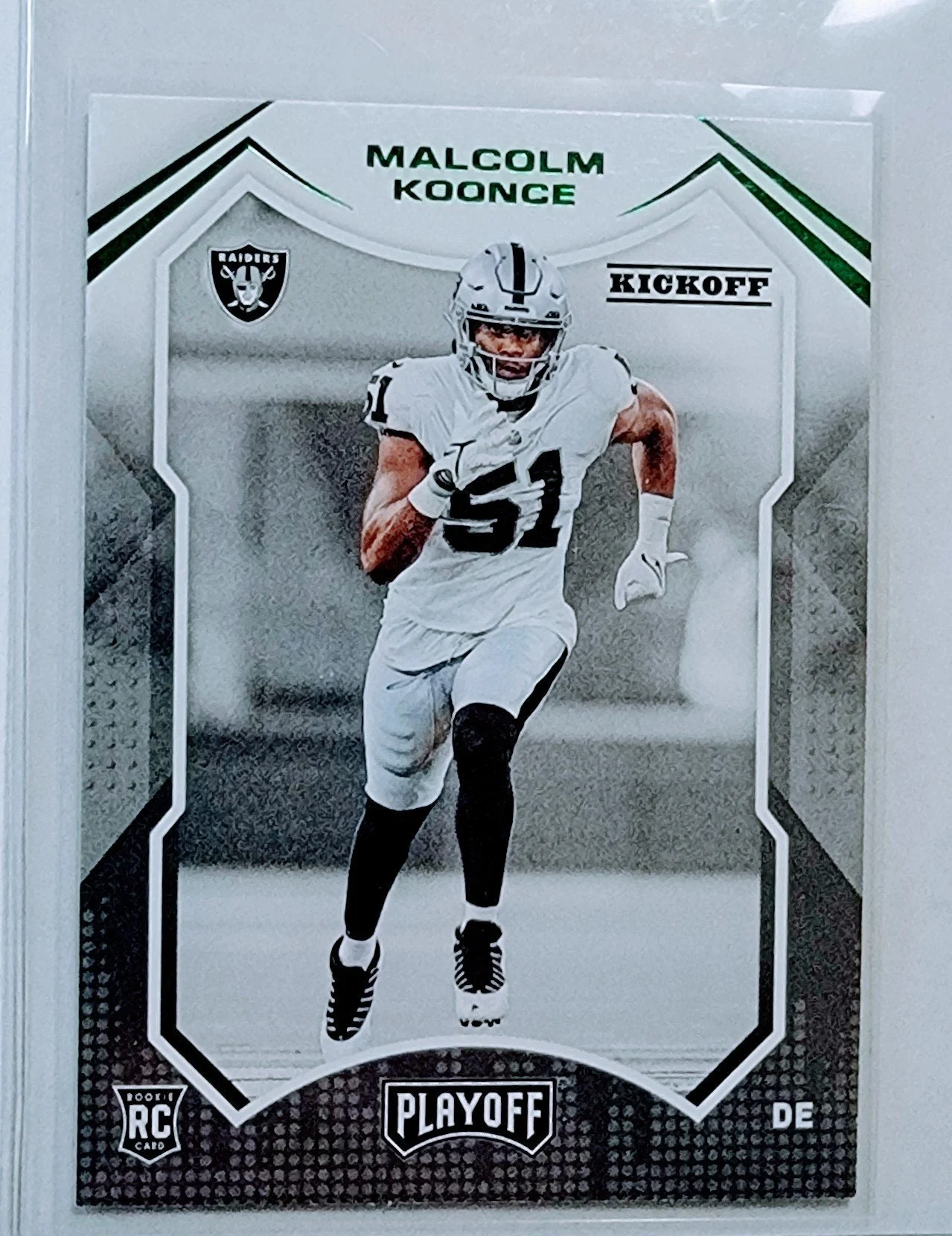 2021 Panini Playoff Malcolm Koonce Green Kickoff Las Vegas Raiders Rookie Football Card AVM1