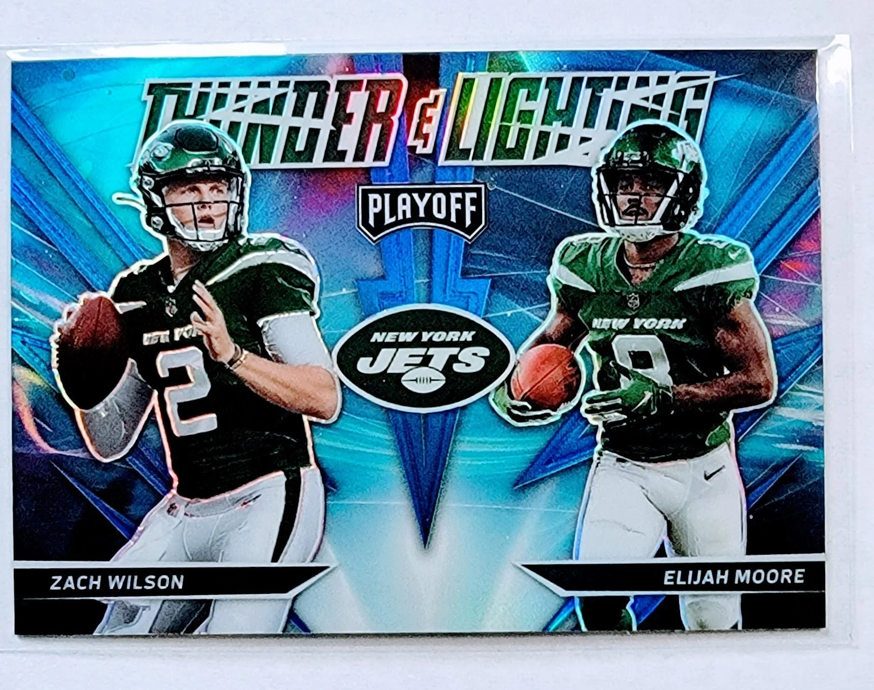 2021 Panini Playoff Zack Wilson & Elijah Moore Thunder & Lightning New York Jets Football Card AVM1