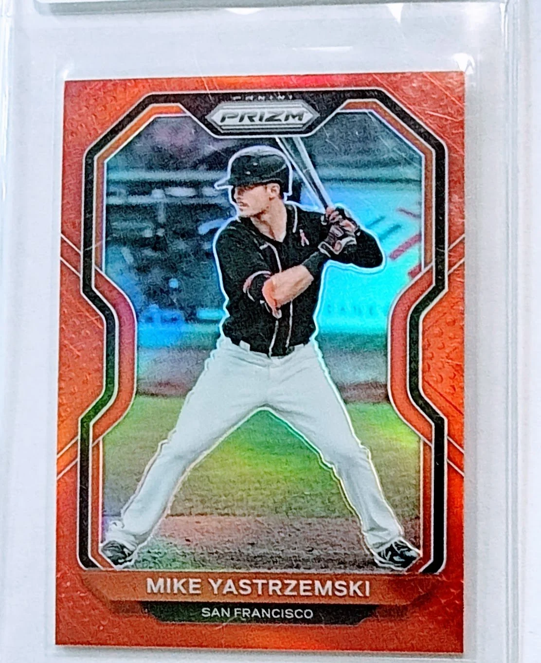 2021 Panini Prizm Mike Yastrzemski Giants Orange Refractor Baseball Trading Card TPTV