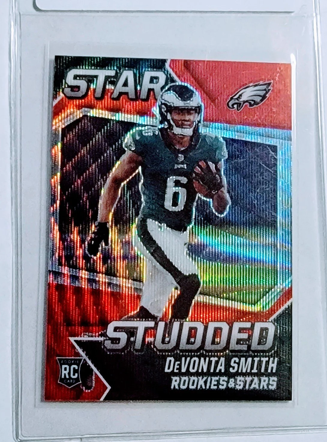 2021 Panini Rookies and Stars DeVonta Smith Star Studded Philadelphia Eagles Refractor Rookie Football Card AVM1