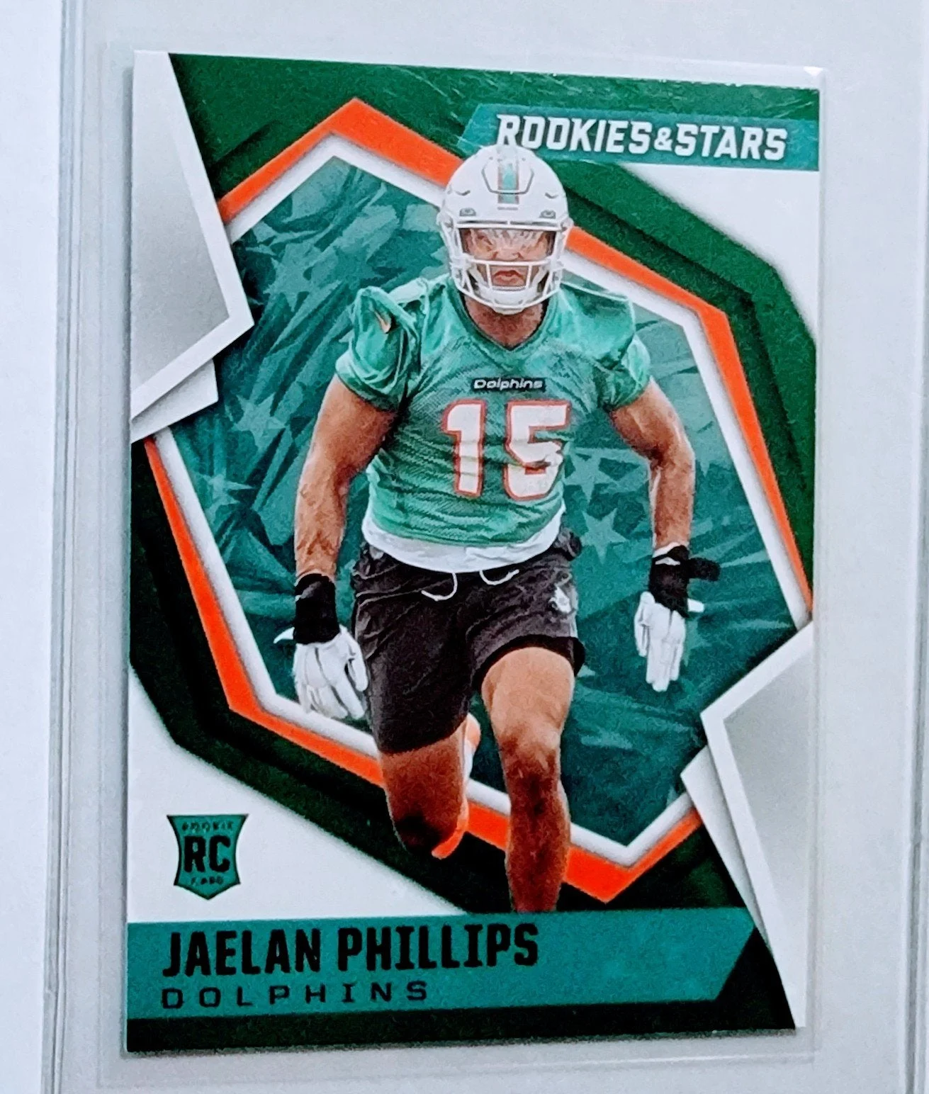 2021 Panini Rookies and Stars Jaelyn Phillips Green Miami Dolphins Rookie Football Card AVM1