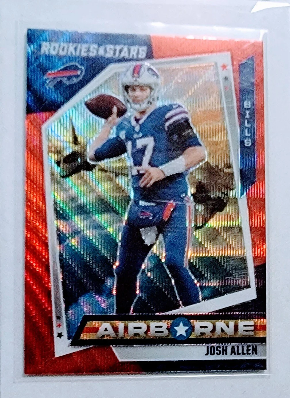 2021 Panini Rookies and Stars Josh Allen Red Airborne Refractor Buffalo Bills Football Card AVM1