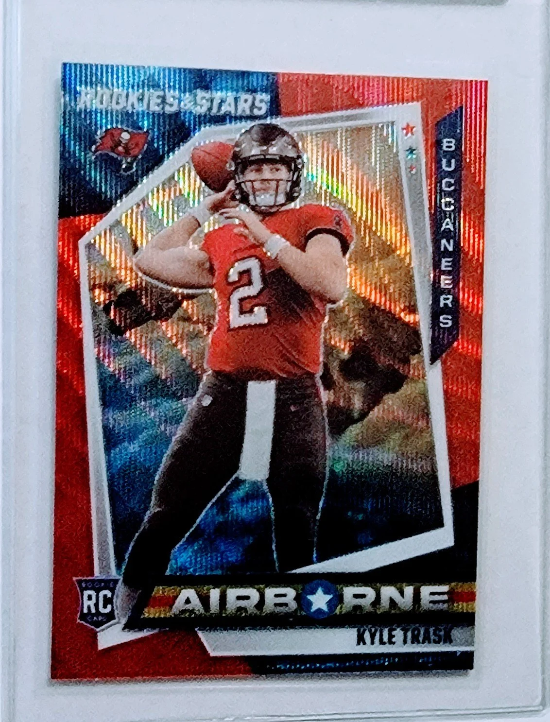 2021 Panini Rookies and Stars Kyle Trask Airborne Rookie Refractor Tampa Bay Buccaneers Football Card AVM1