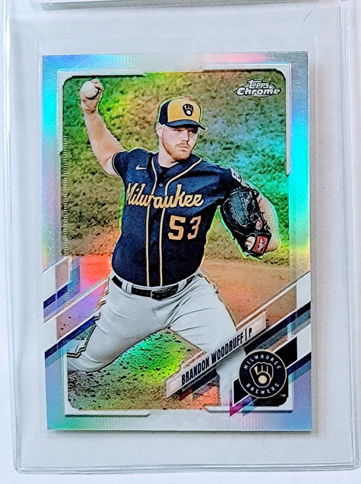 2021 Topps Chrome Brandon Woodruff Refractor Baseball Trading Card TPTV