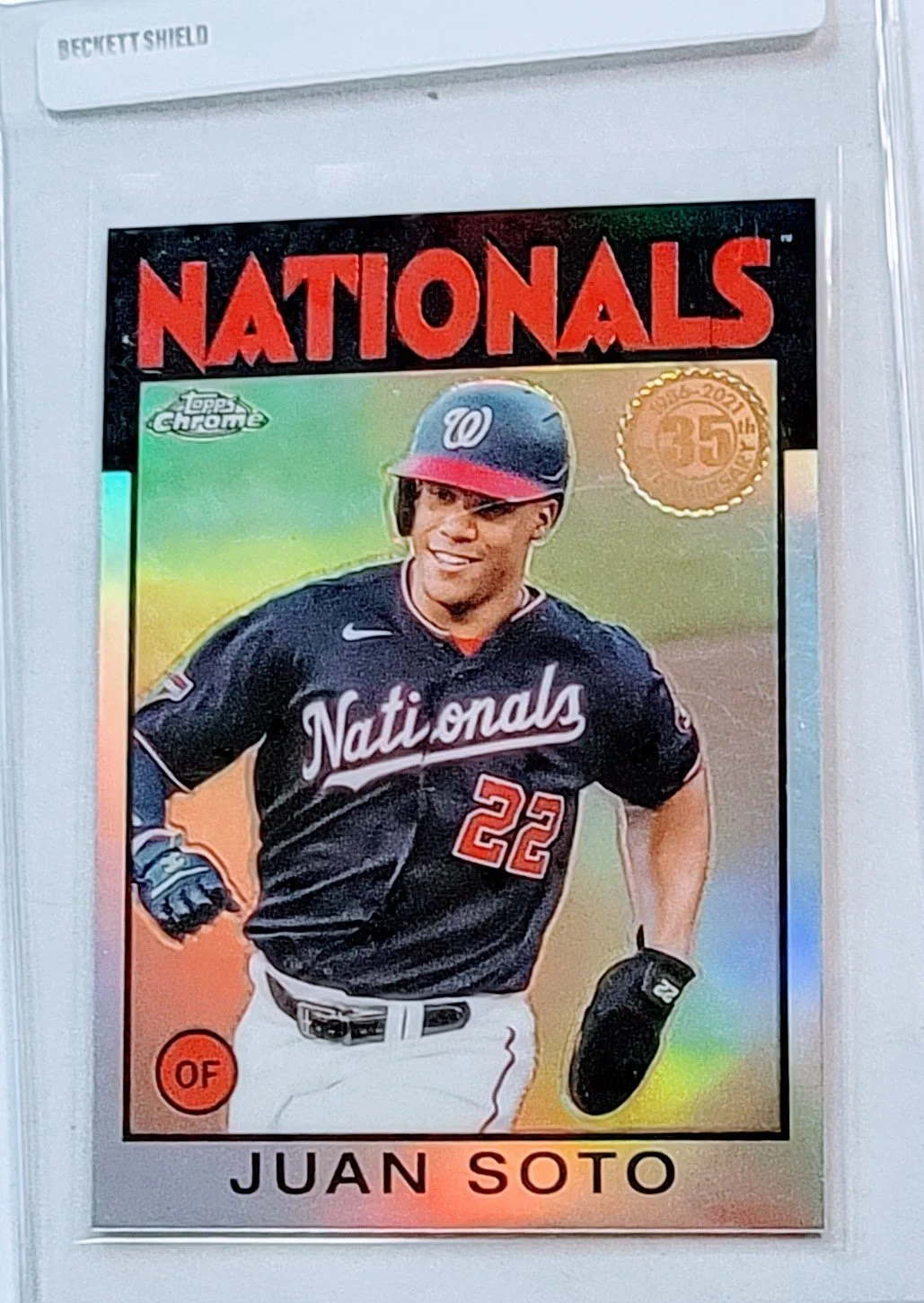 2021 Topps Chrome Juan Soto 1986 35th Anniversary Refractor Baseball Trading Card TPTV