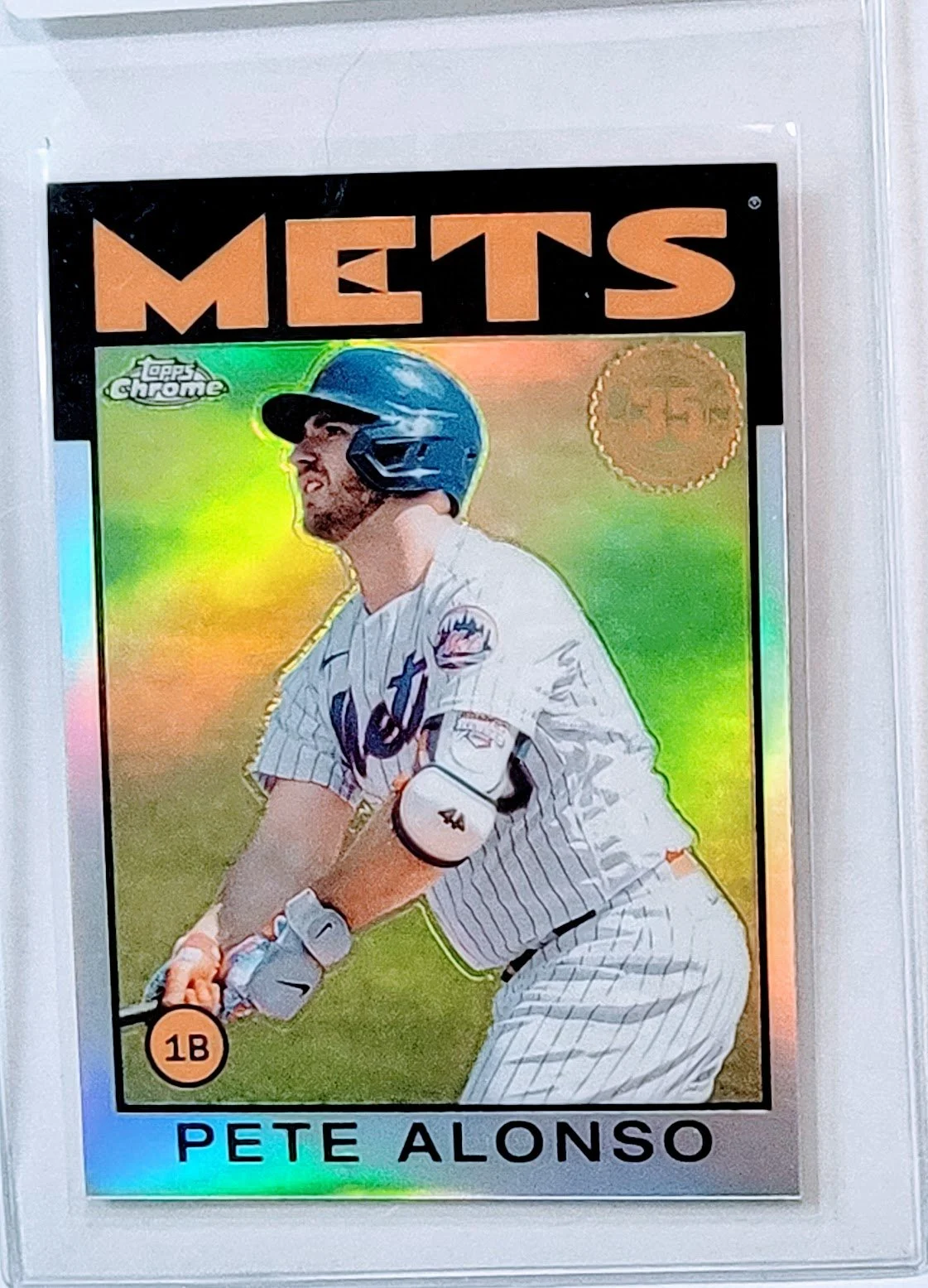 2021 Topps Chrome Pete Alonso 1986 35th Anniversary Refractor Baseball Trading Card TPTV
