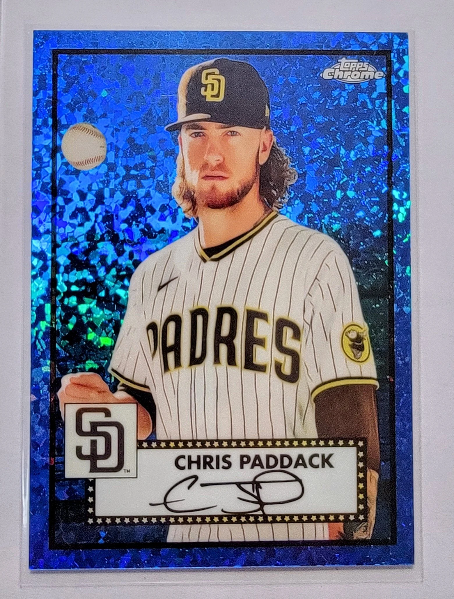 2021 Topps Chrome Platinum Chris Paddack Blue Refractor San Diego Padres Baseball Card AVM1