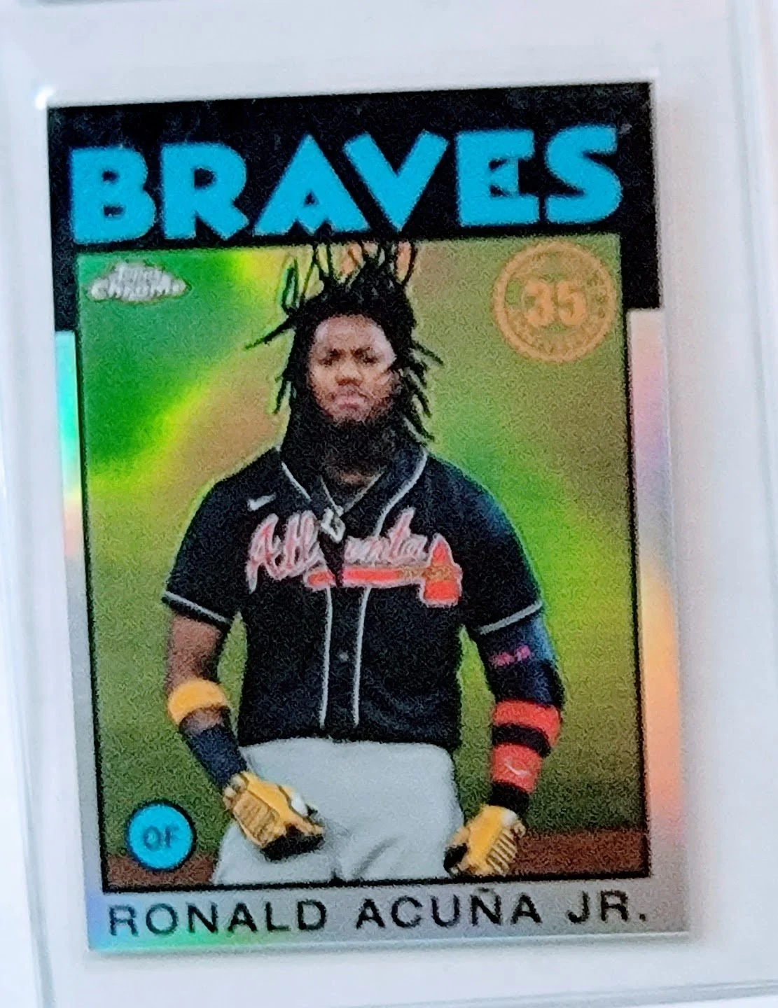 2021 Topps Chrome Ronald Acuna Jr. 1986 35th Anniversary Refractor Baseball Card - Collectible MLB Card TPTV