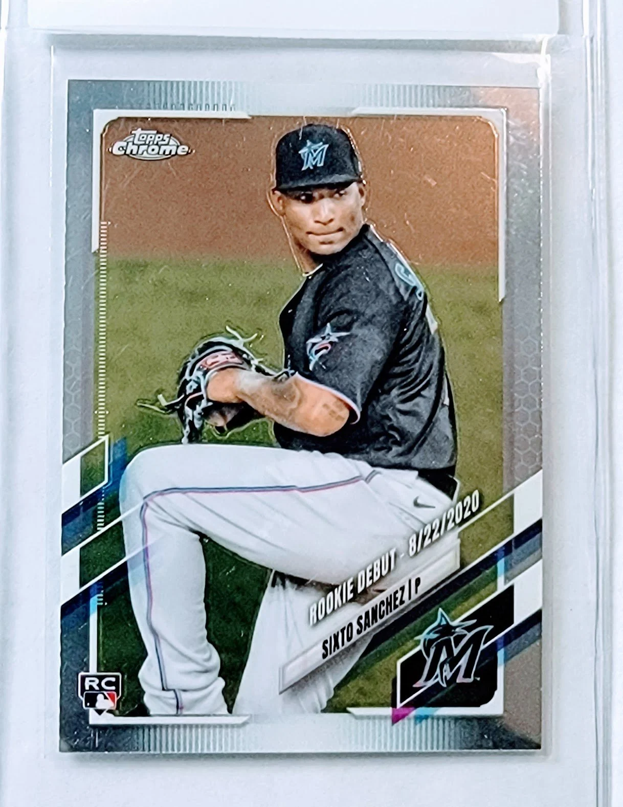 2021 Topps Chrome Sixto Sanchez Rookie Debut Miami Marlins Baseball Card AVM1