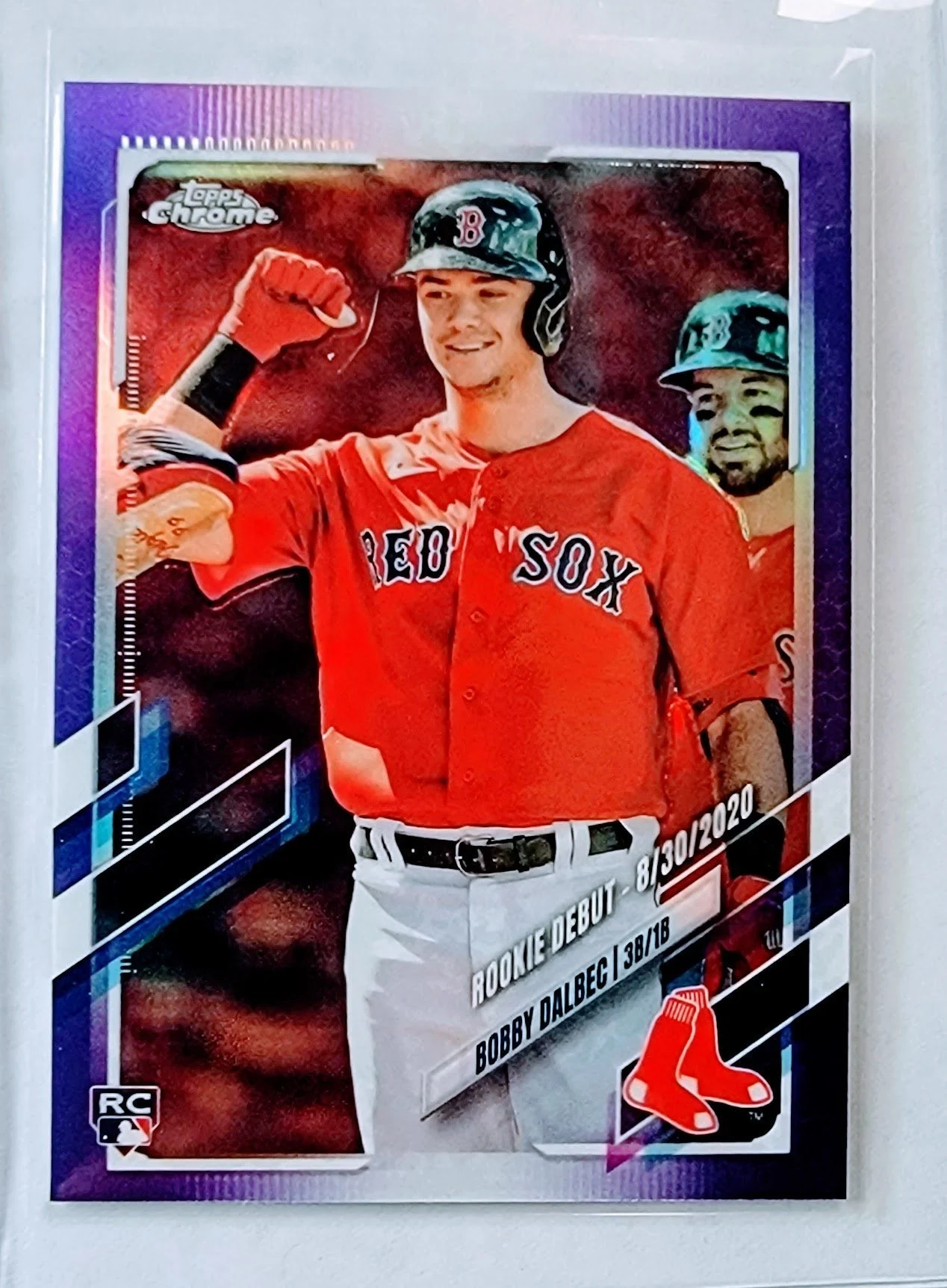 2021 Topps Chrome Update Bobby Dalbec Rookie Debut Purple Boston Red Sox Rookie Refractor AVM1