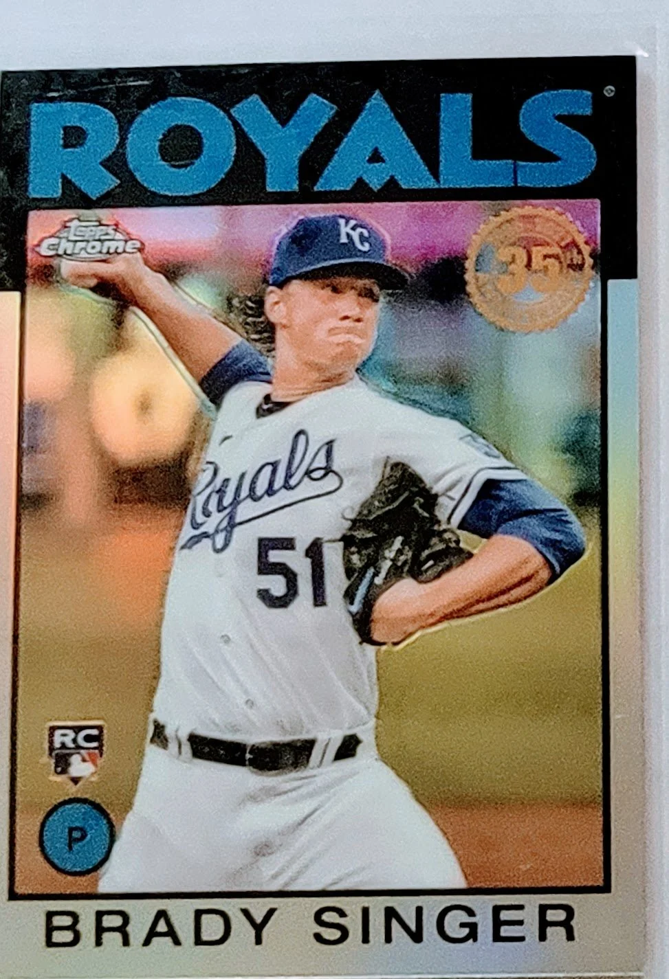 2021 Topps Chrome Update Brady Singer 1985 35th Anniversary Rookie Refractor Baseball Card TPTV