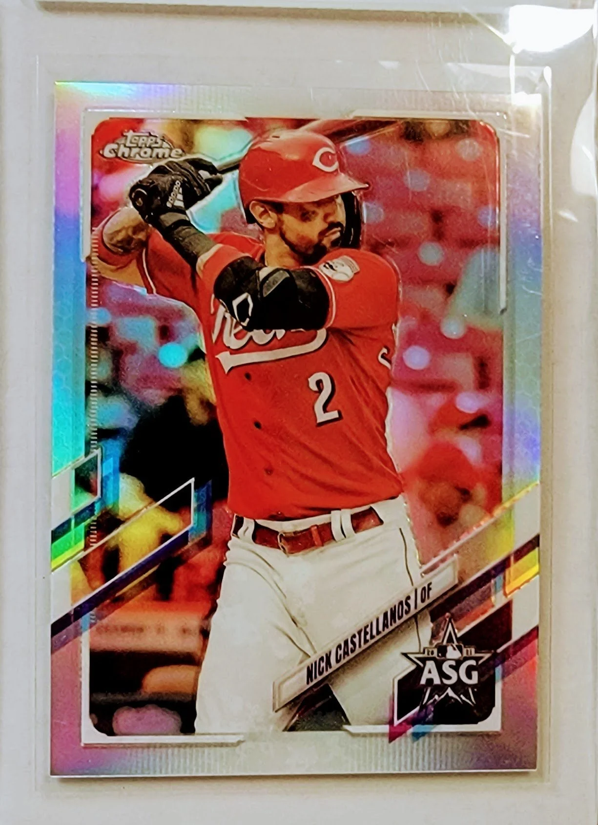 2021 Topps Chrome Update Nick Castellanos All Star Game Refractor Cincinnati Reds Baseball Card AVM1