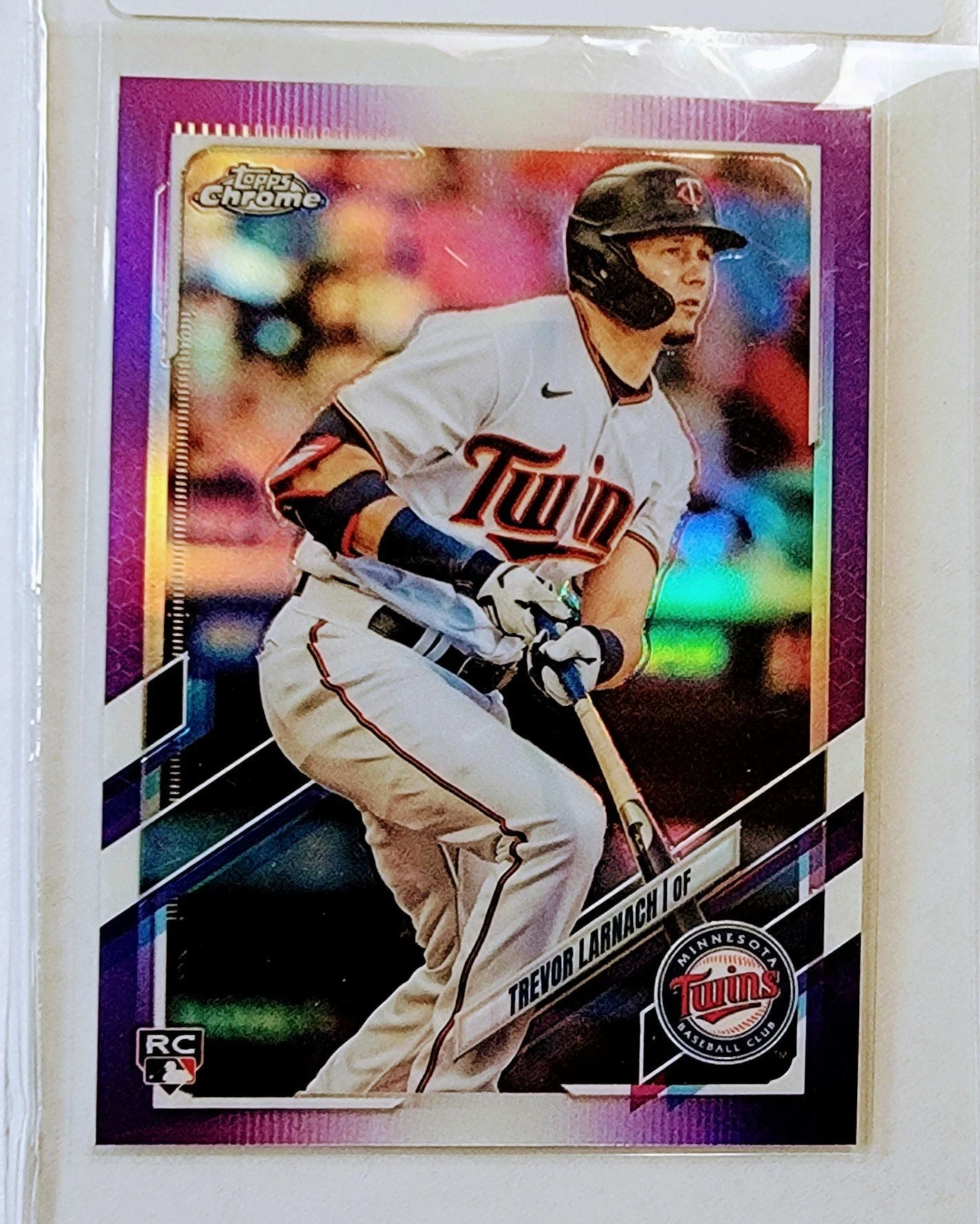 2021 Topps Chrome Update Trevor Larnach Purple Rookie Minnesota Twins Refractor Baseball Card AVM1