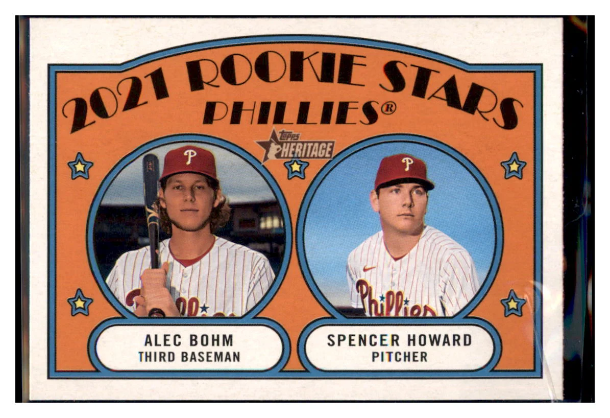 2021 Topps Heritage 2021Rookie Stars - Phillies -Alec Bohm / Spencer Howard RC   Philadelphia Phillies Baseball Card GMMGA