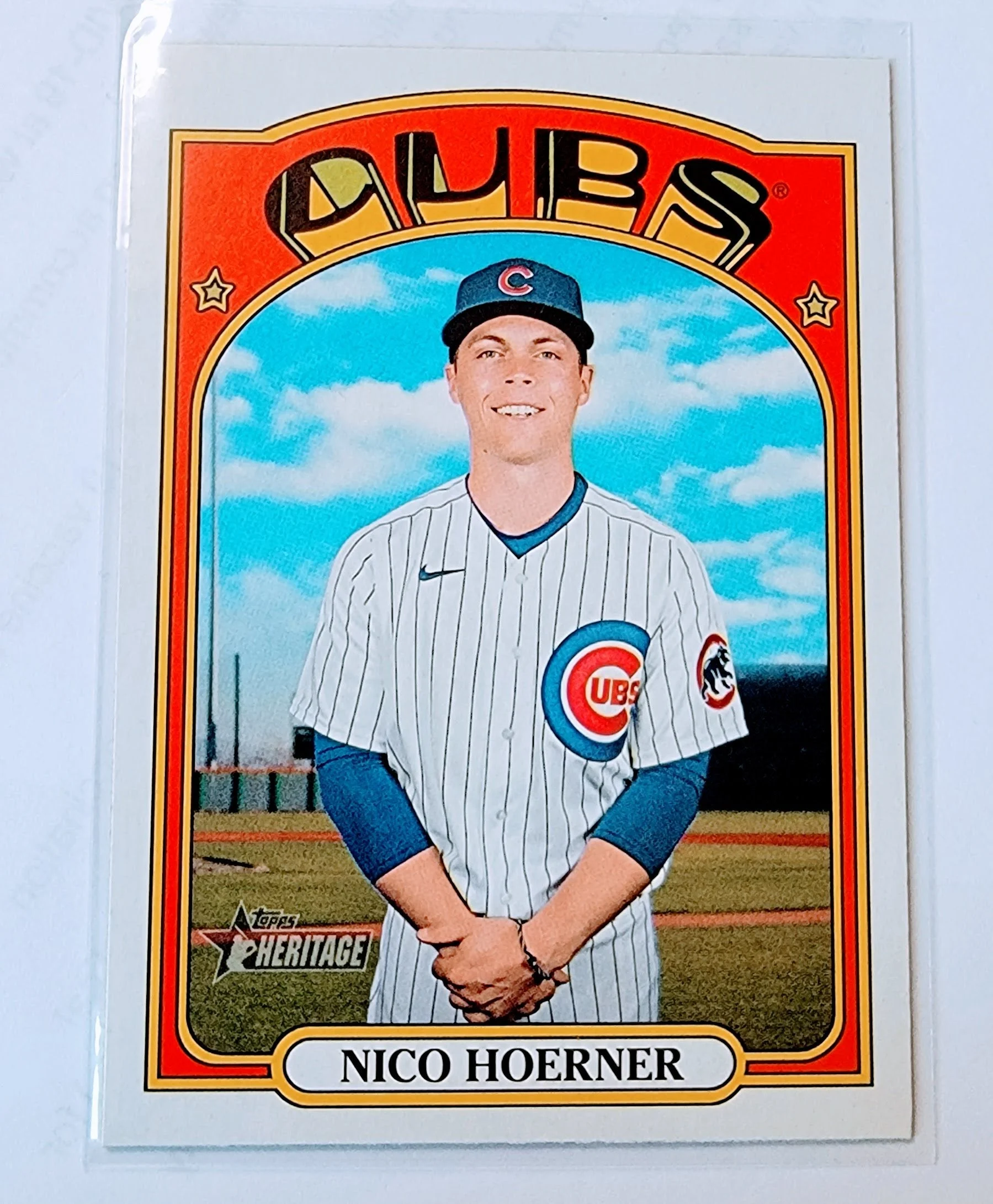 2021 Topps Heritage Nico Hoerner Short Print Baseball Trading Card MCSC1