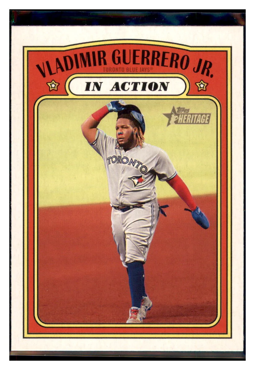 2021 Topps Heritage Vladimir Guerrero Jr. In Action Toronto Blue Jays #194 Baseball Card GMMGB