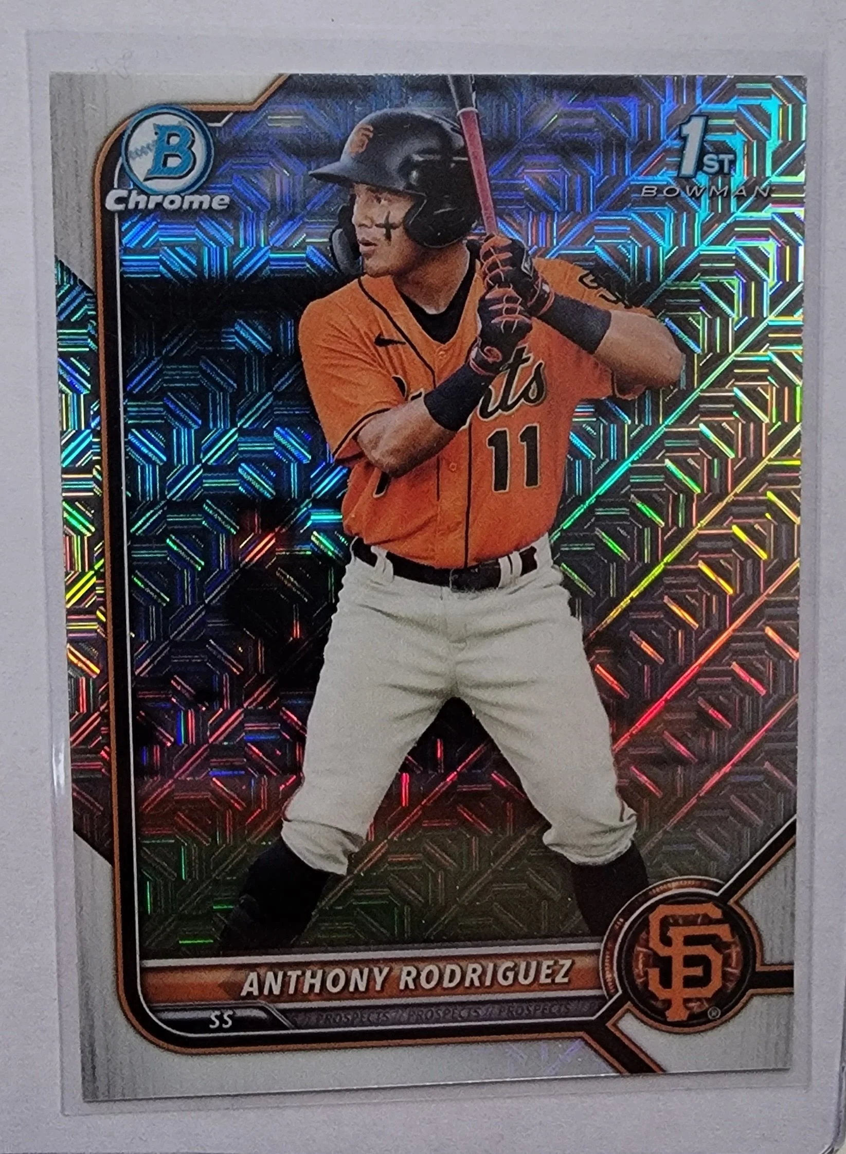 2022 Bowman Anthony Rodriguez Mojo Refractor Baseball Card AVM1