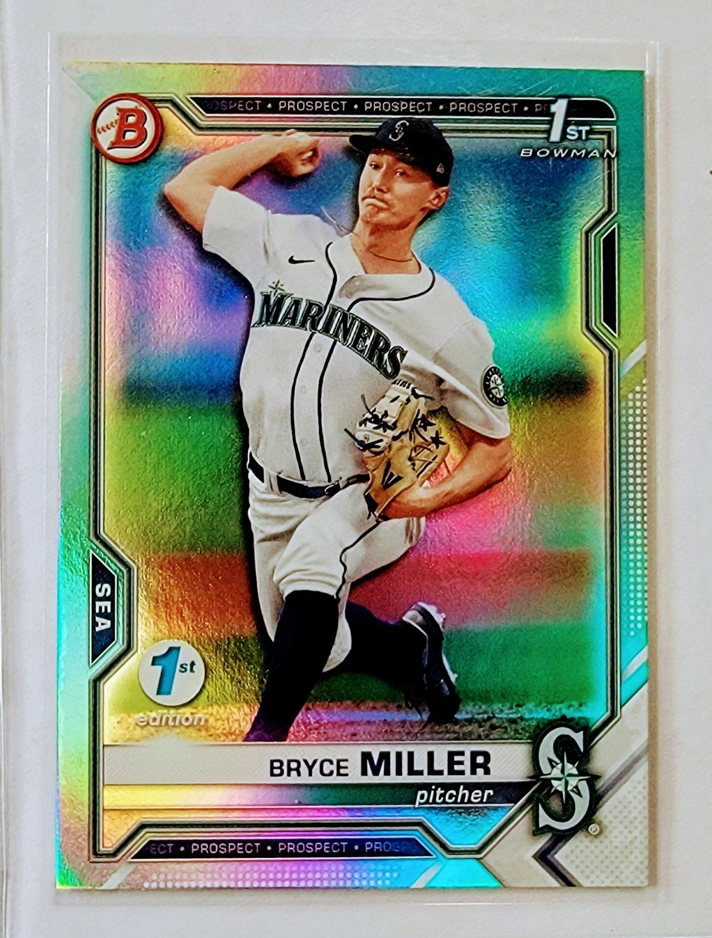 2022 Bowman Bryce Miller 1st on Bowman Prospect Refractor Baseball Card AVM1