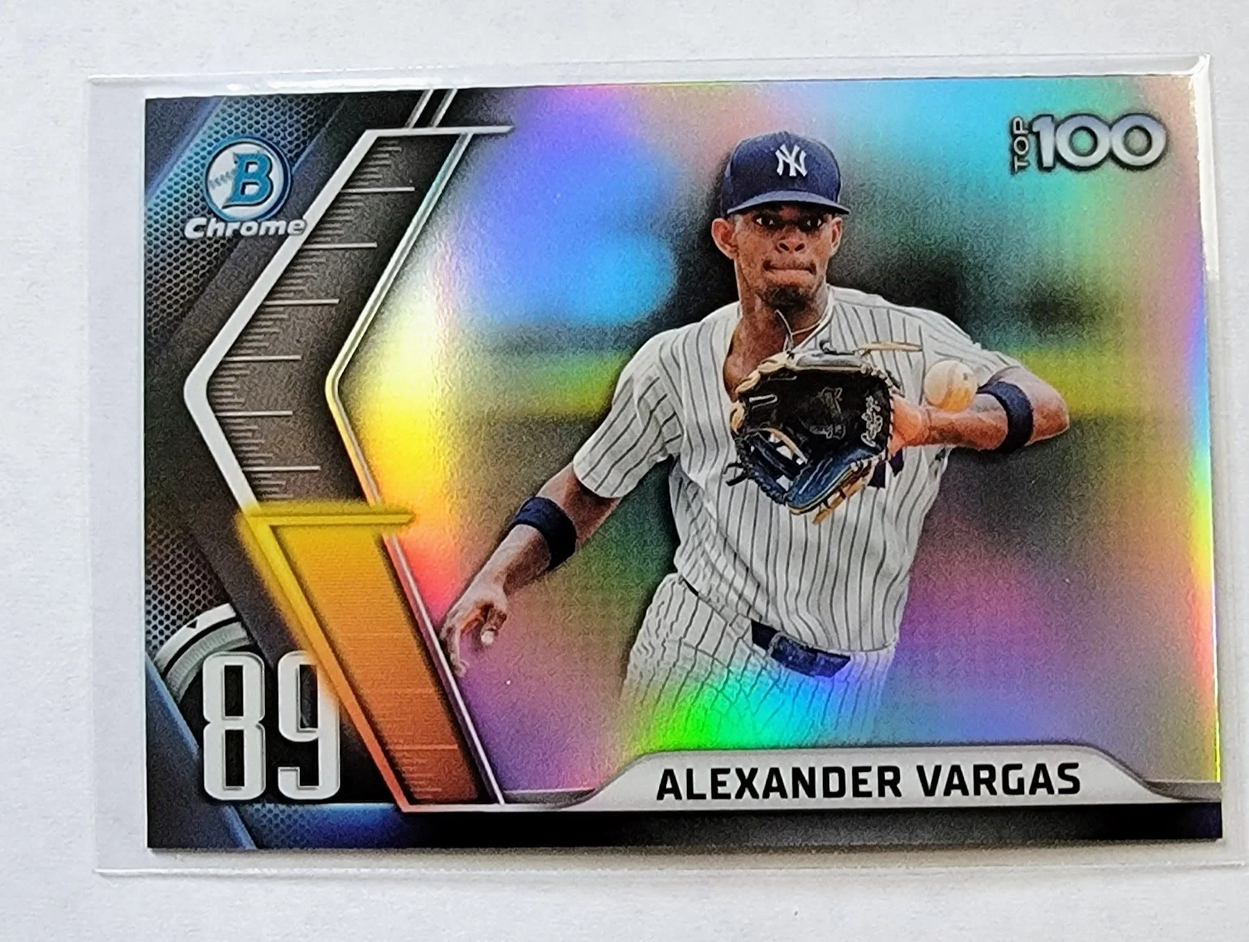 2022 Bowman Chrome Alexander Vargas Mega Box Top 100 Refractor Baseball Card AVM1