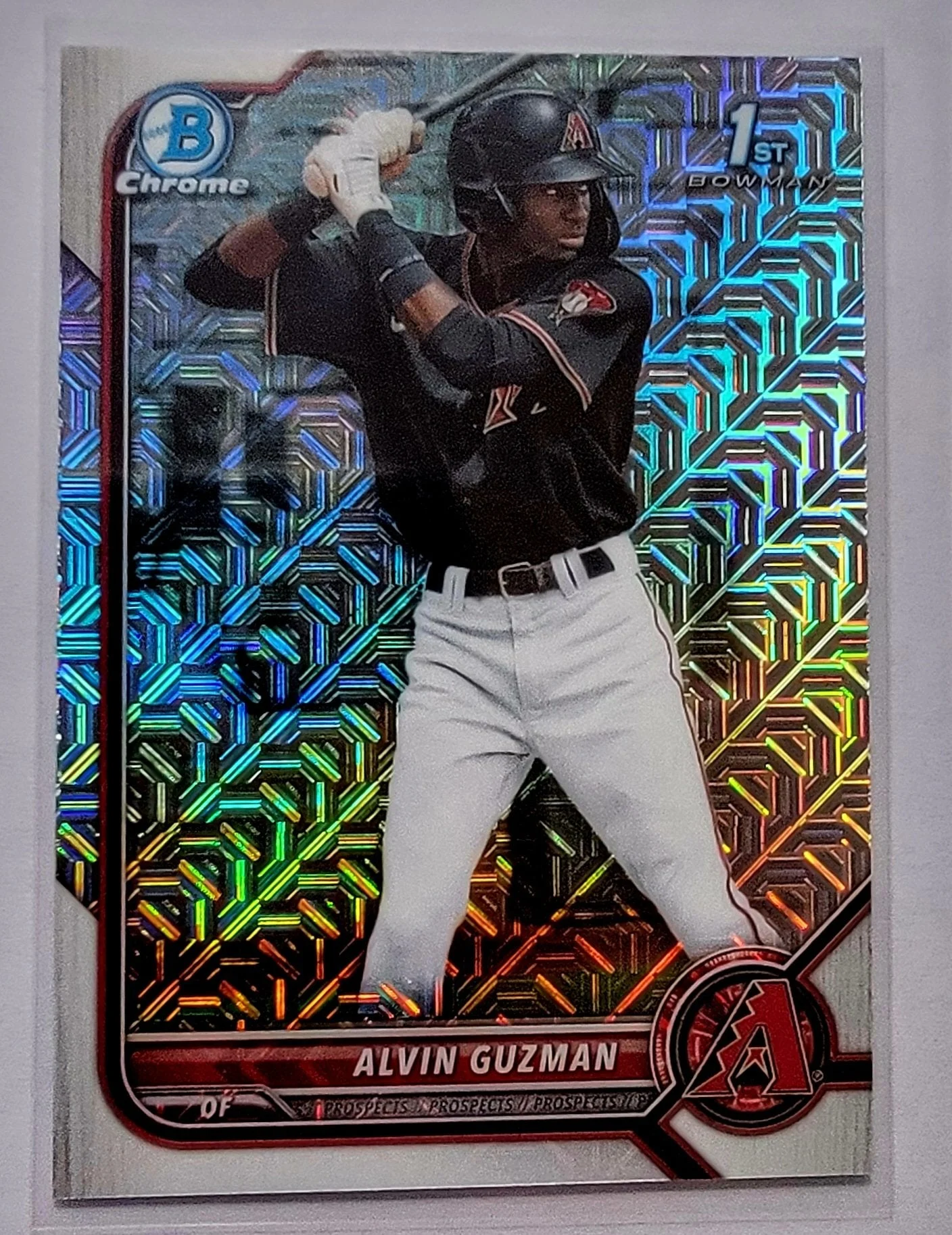 2022 Bowman Chrome Alvin Guzmon Mojo Refractor Baseball Card AVM1