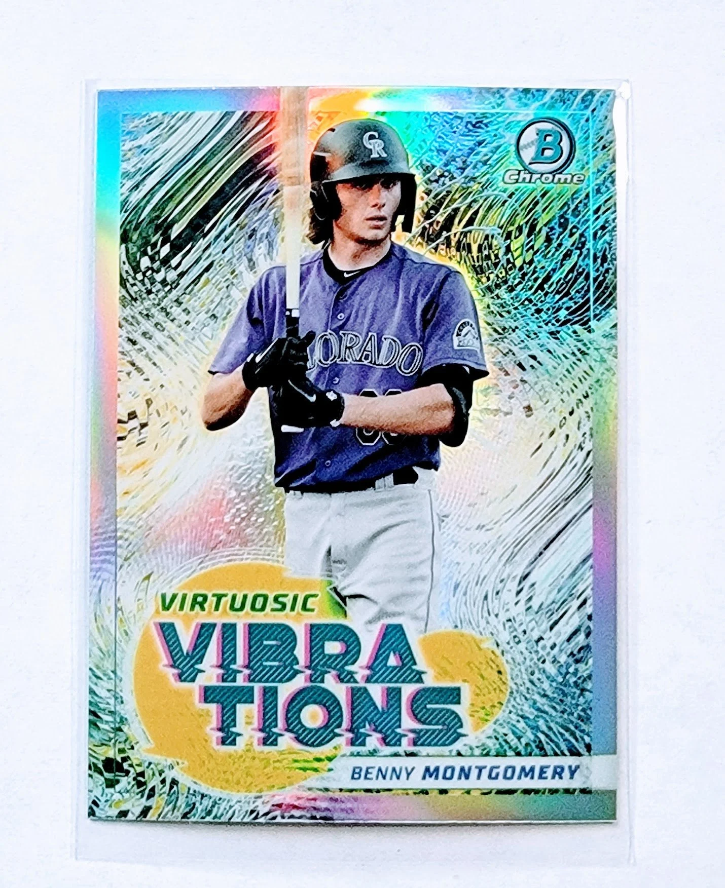 2022 Bowman Chrome Benny Montgomery Virtuosic Vibrations Refractor Baseball Card AVM1