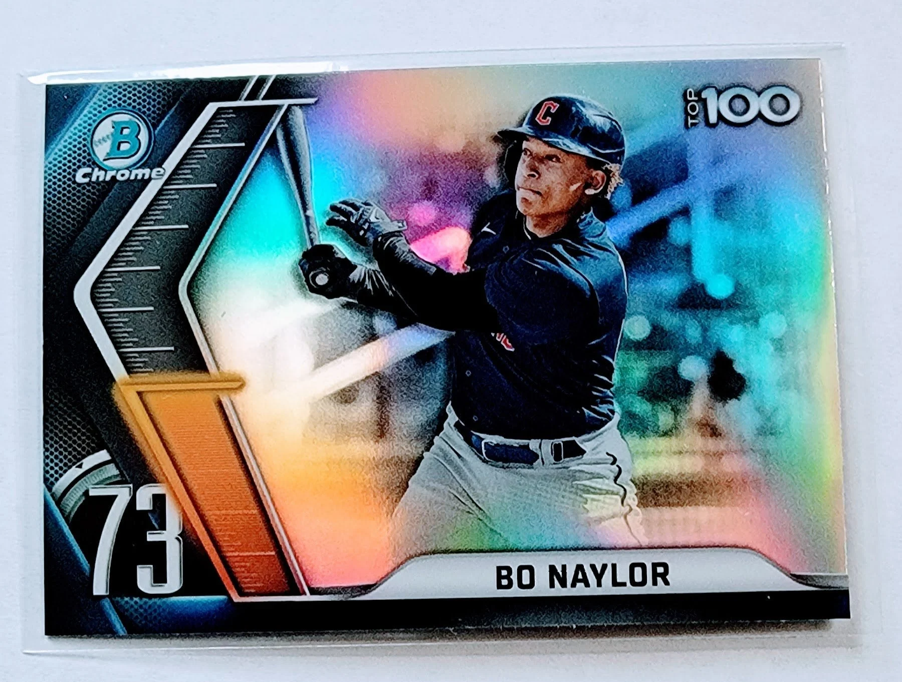2022 Bowman Chrome Bo Naylor Topp 100 Mega Box Refractor Baseball Card AVM1
