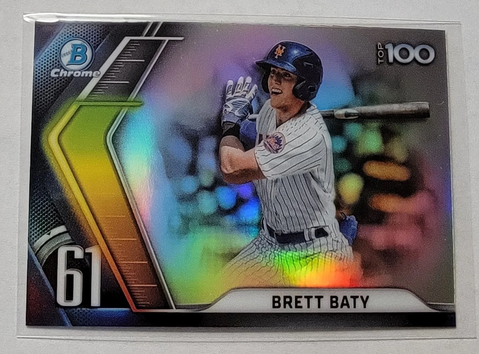 2022 Bowman Chrome Brett Baty Top 100 Refractor Baseball Card AVM1