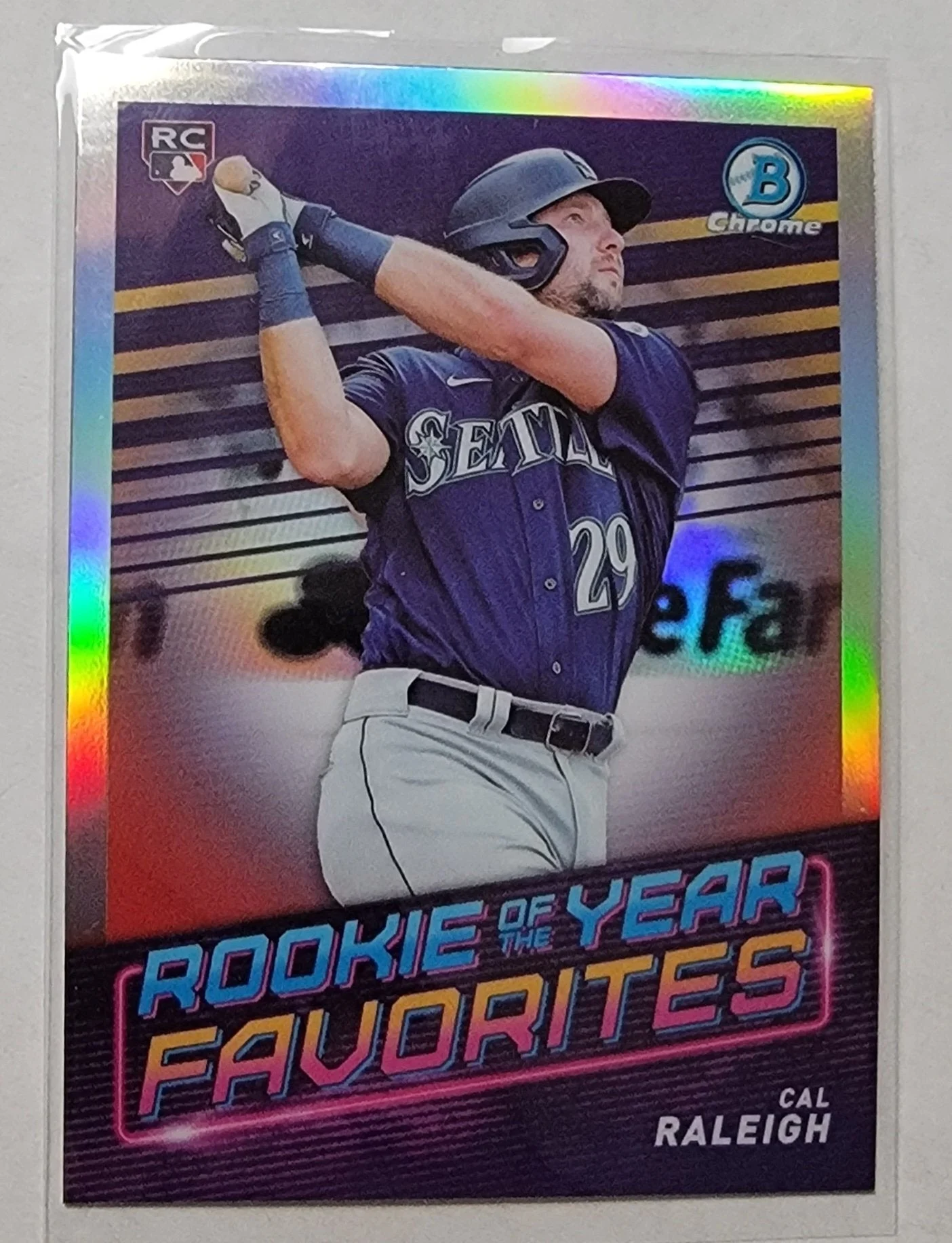2022 Bowman Chrome Cal Raleigh Mega Box Rookie of the Year Favorites Baseball Card AVM1