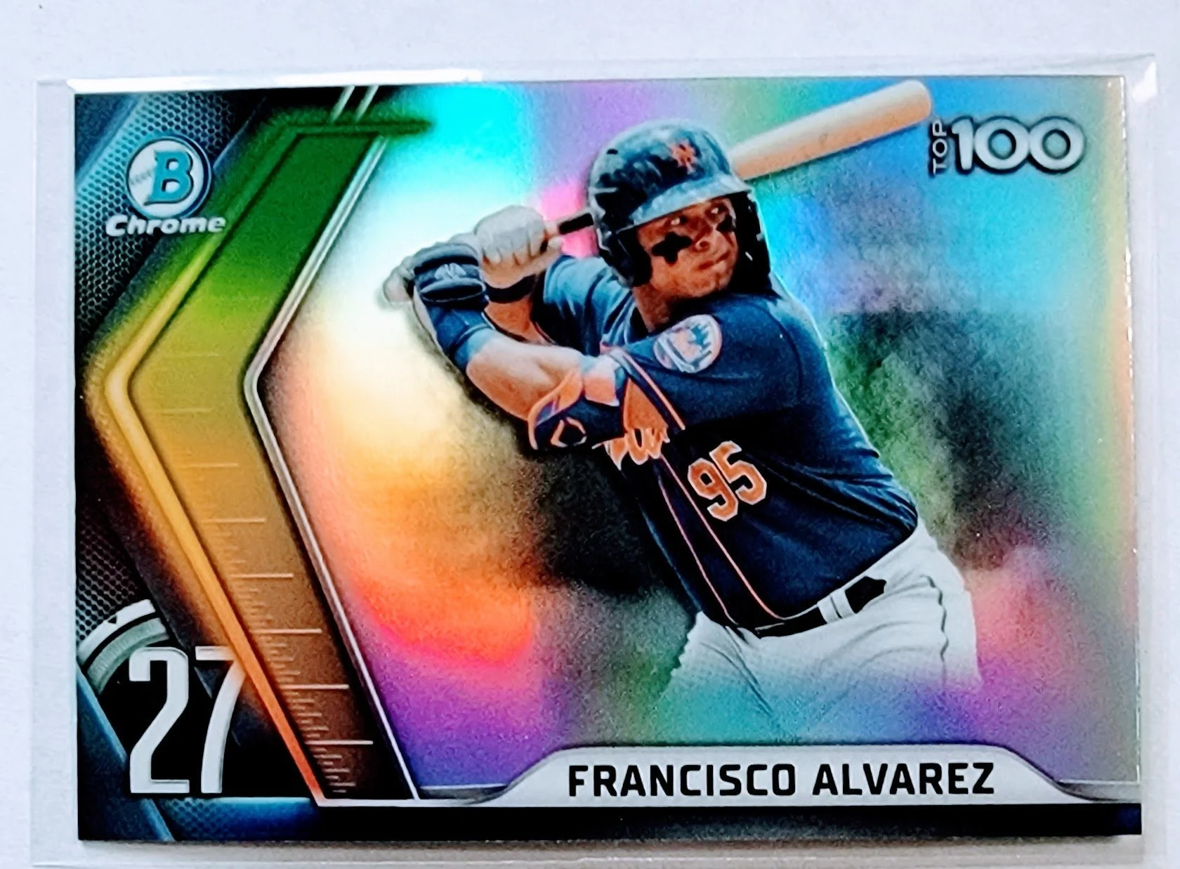 2022 Bowman Chrome Francisco Alvarez Mega Box Top 100 Refractor Baseball Card AVM1