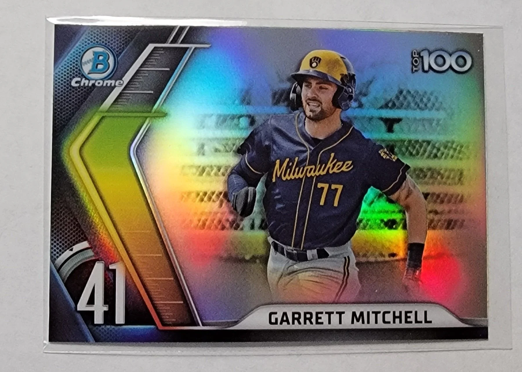 2022 Bowman Chrome Garrett Mitchell Top 100 Refractor Baseball Card AVM1