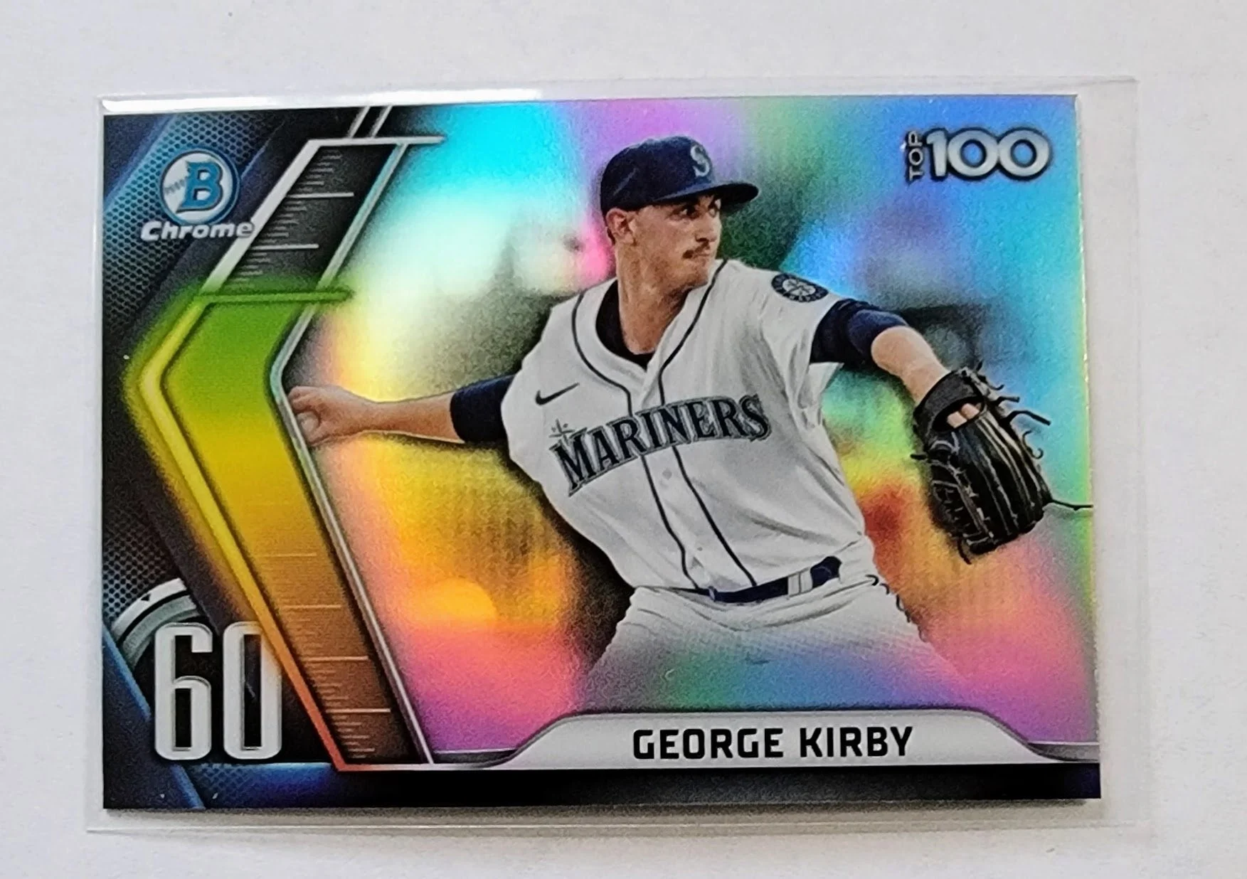 2022 Bowman Chrome George Kirby Mega Box Top 100 Refractor Baseball Card AVM1
