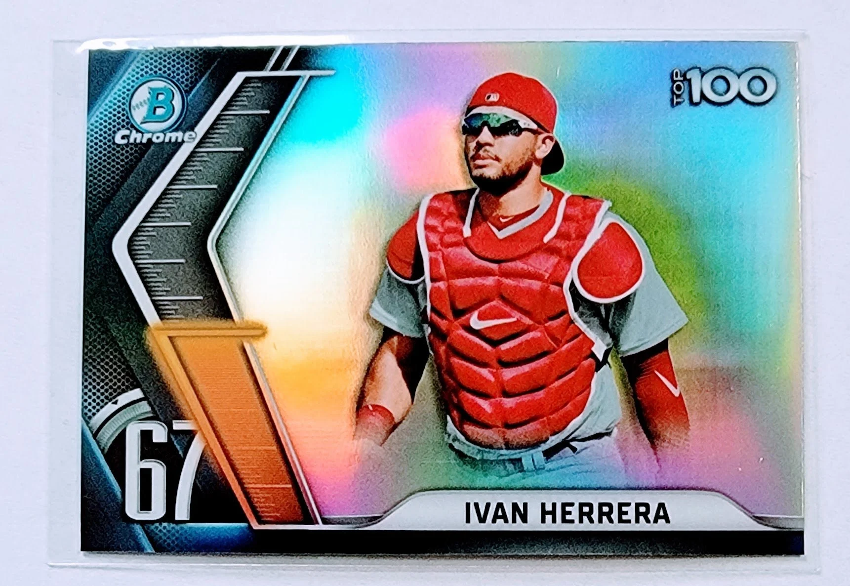 2022 Bowman Chrome Ivan Herrera Mega Box Top 100 Refractor Baseball Card AVM1