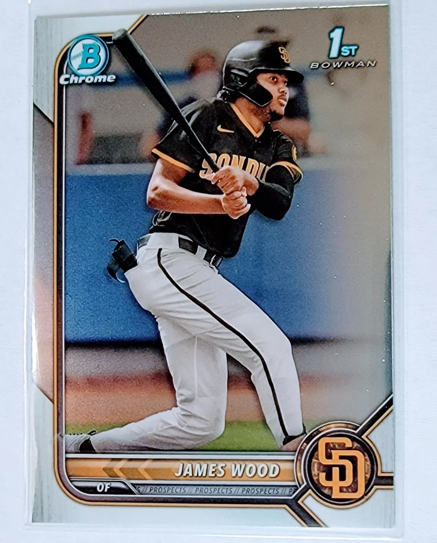 2022 Bowman Chrome James Wood 1st on Bowman Baseball Trading Card SMCB1