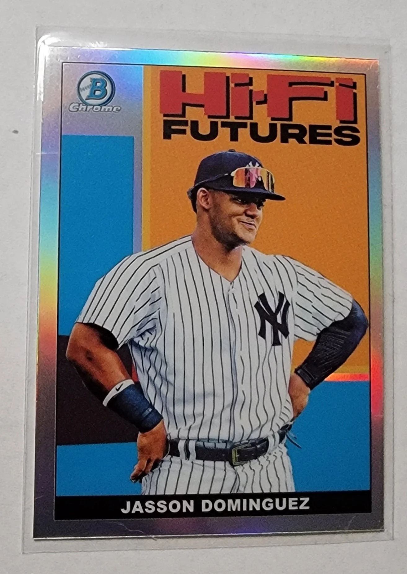 2022 Bowman Chrome Jasson Dominguez Hi-Fi Futures Refractor Baseball Card AVM1