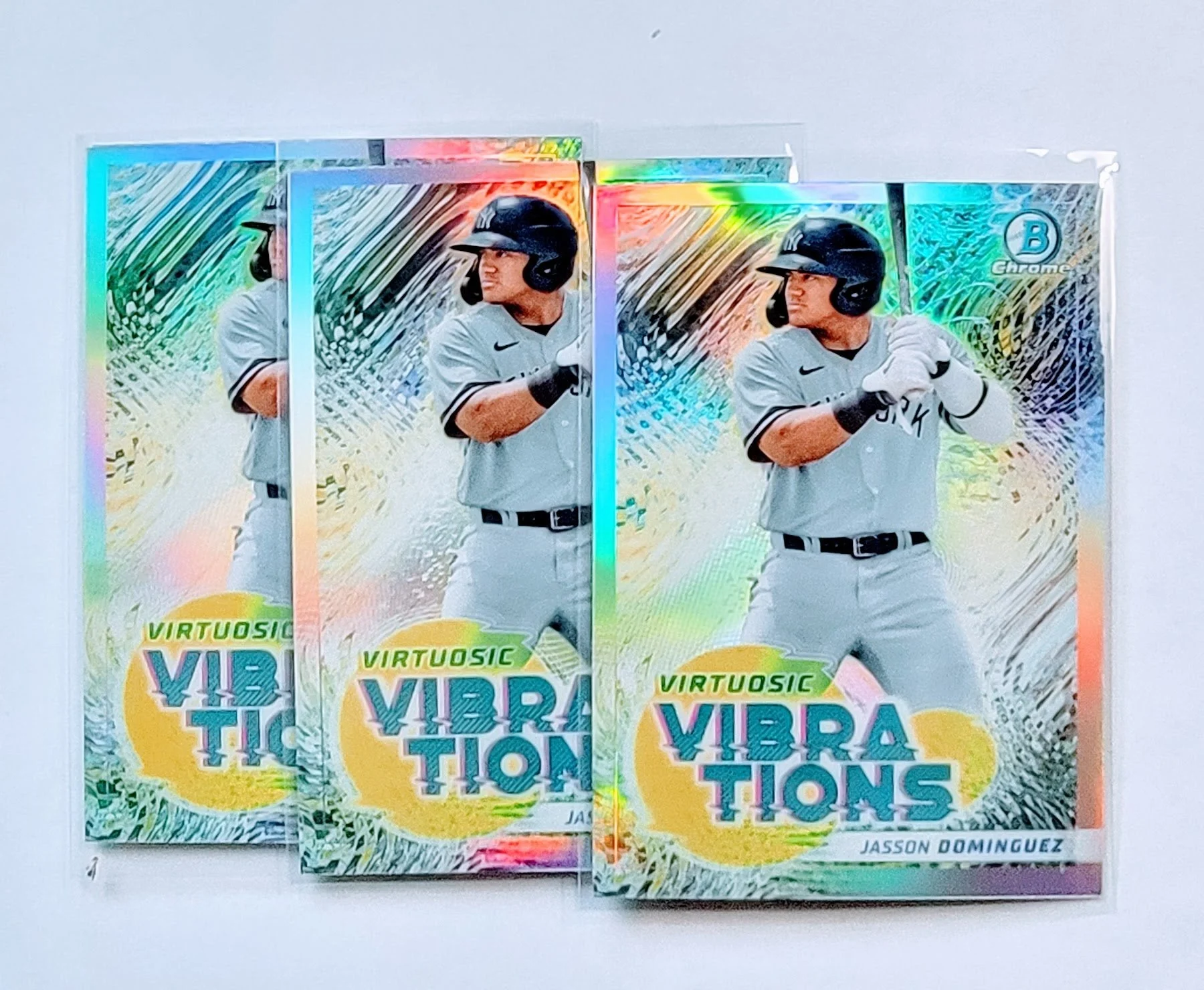 2022 Bowman Chrome Jasson Dominguez Virtuosic Vibrations Refractor Baseball Card AVM1