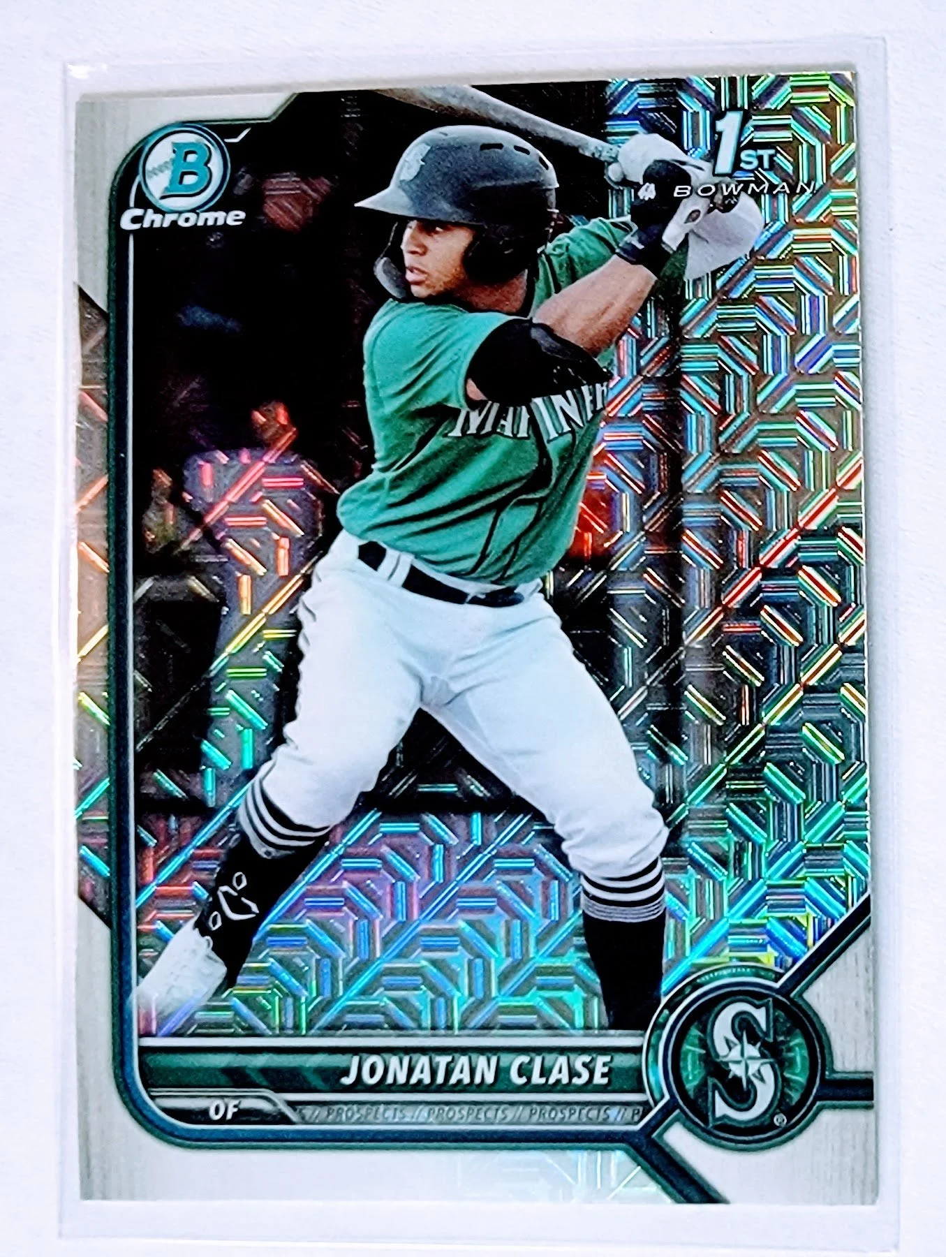 2022 Bowman Chrome Jonatan Clase 1st on Bowman Mojo Refractor Baseball Trading Card SMCB1