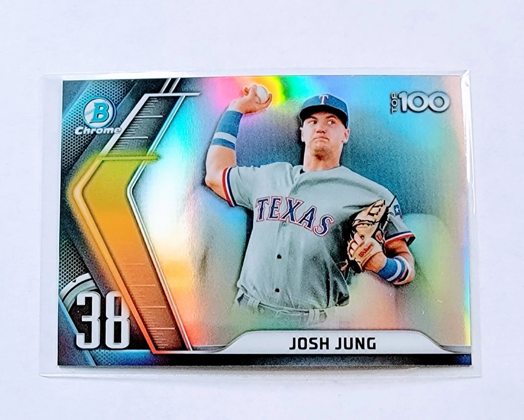 2022 Bowman Chrome Josh Jung Mega Box Top 100 Refractor Baseball Card AVM1