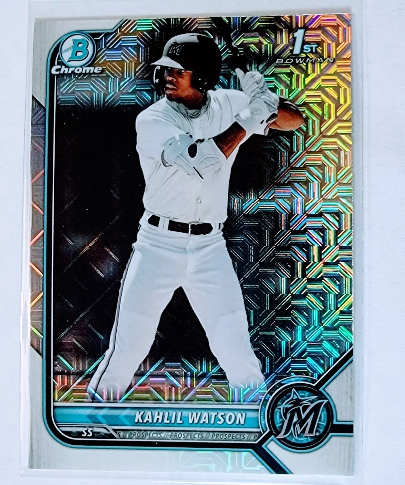 2022 Bowman Chrome Kahlil Watson 1st on Bowman Mojo Refractor Baseball Trading Card SMCB1
