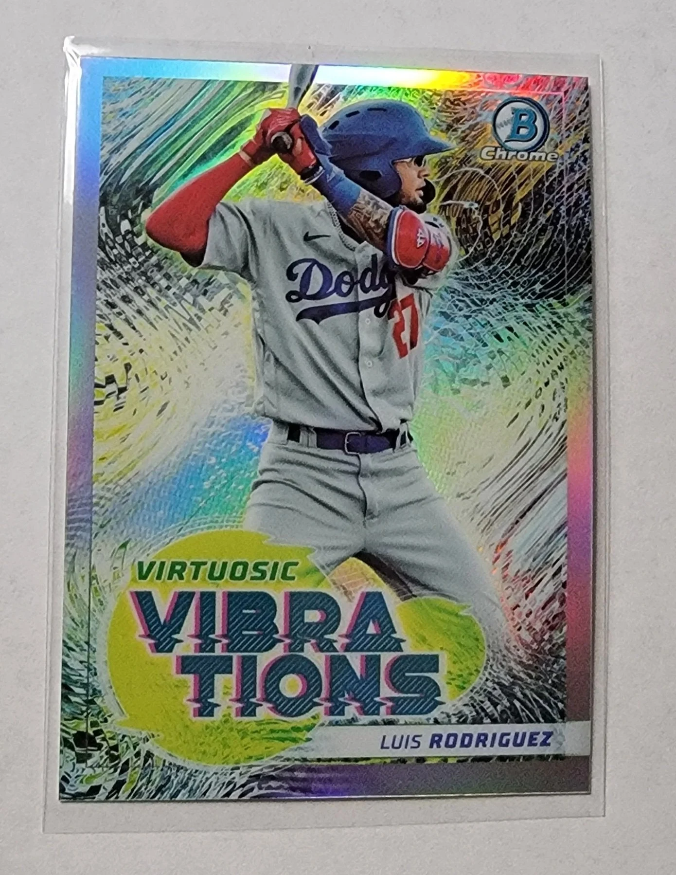 2022 Bowman Chrome Luis Rodriguez Virtuosic Vibrations Refractor Baseball Card AVM1