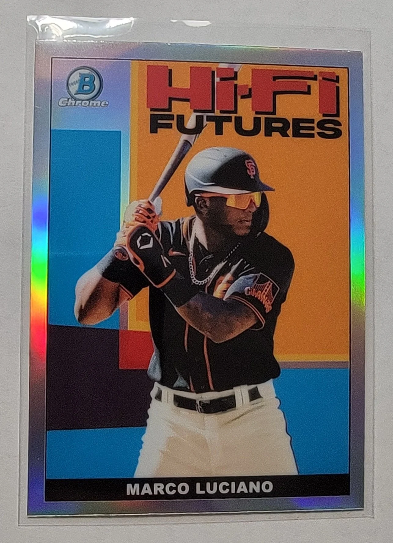 2022 Bowman Chrome Marco Luciano Hi-Fi Mega Box Refractor Baseball Card Insert AVM1