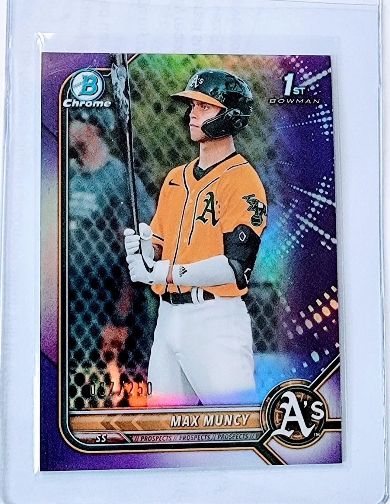 2022 Bowman Chrome Max Muncy 1st on Bowman Prospect #'d/250 Purple Refractor Baseball Trading Card GRB1