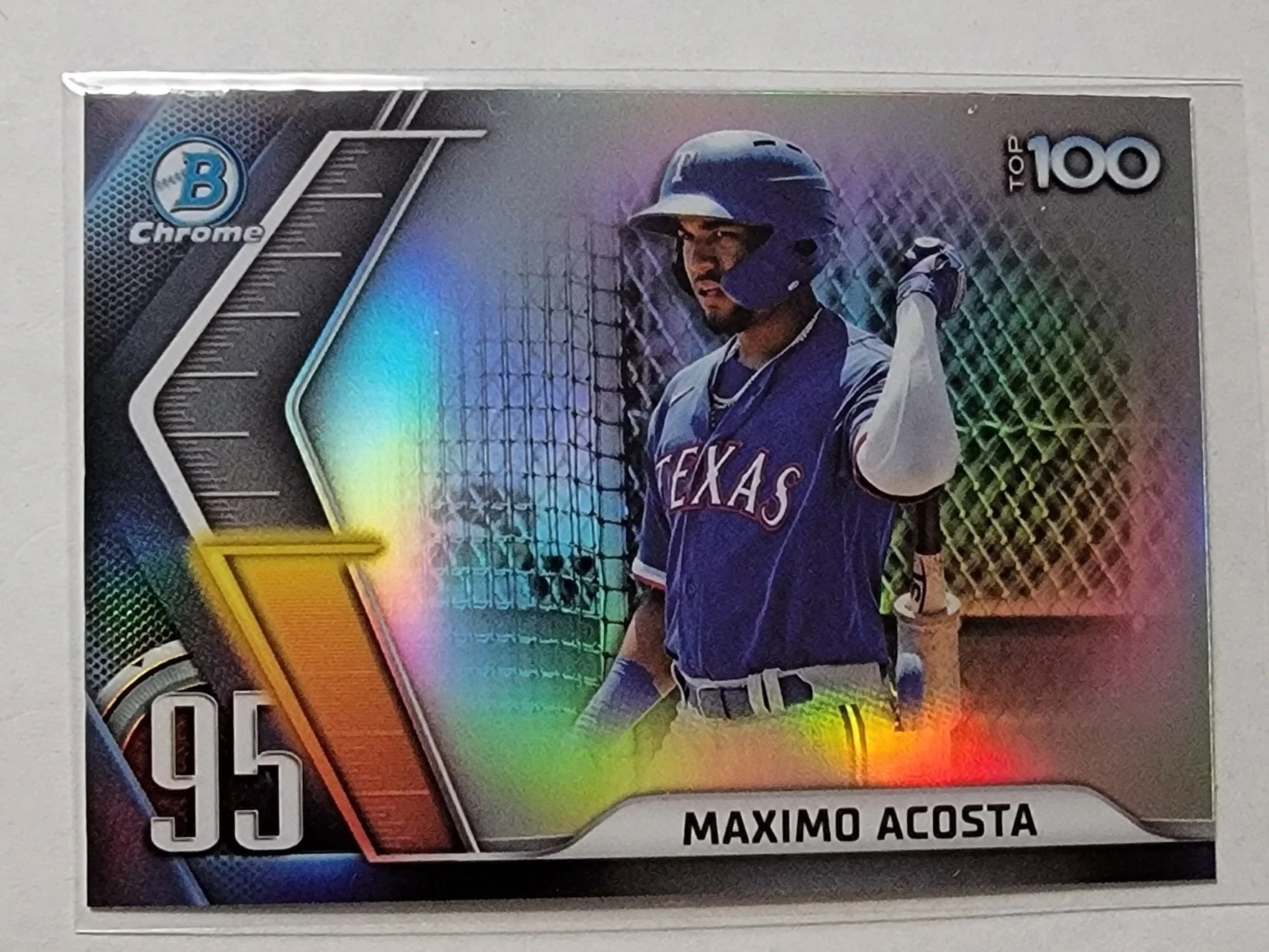 2022 Bowman Chrome Maximo Acosta Mega Box Top 100 Refractor Baseball Card AVM1
