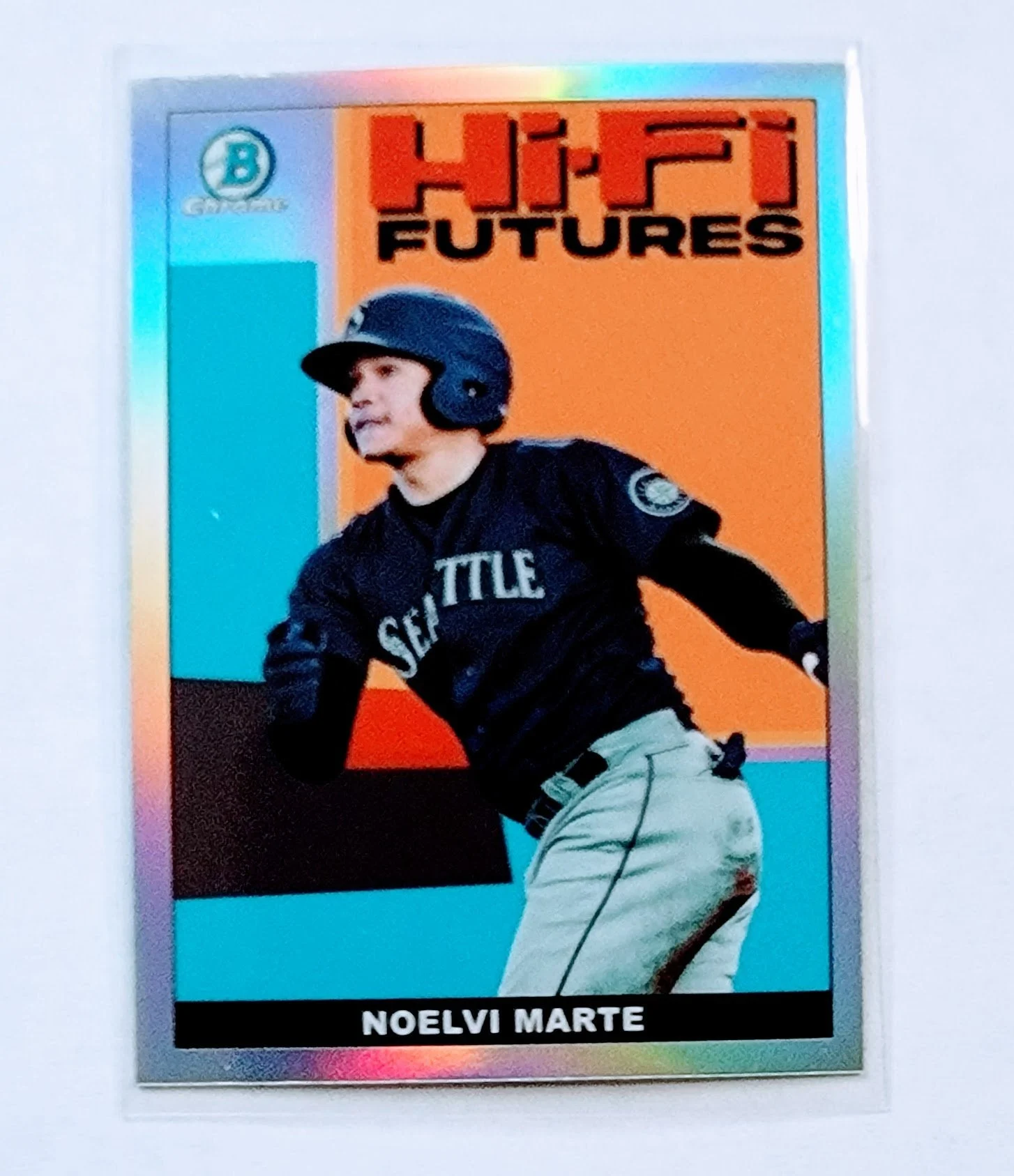 2022 Bowman Chrome Noelvi Marte Hi-Fi Futures Mega Box Refractor Baseball Card AVM1